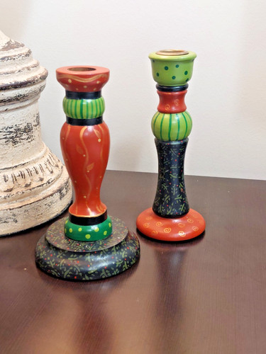 Folk art pair vintage hand - art,
